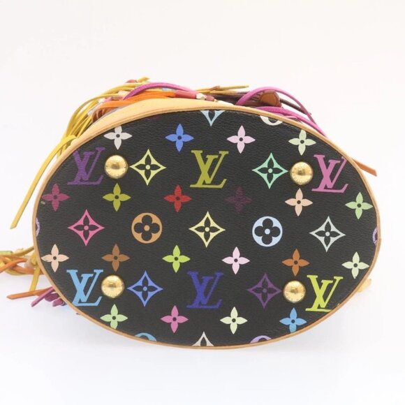 LOUIS VUITTON Monogram Multicolor Bucket Frange ToteBag Black M40110 Auth 25649S - Picture 7 of 15